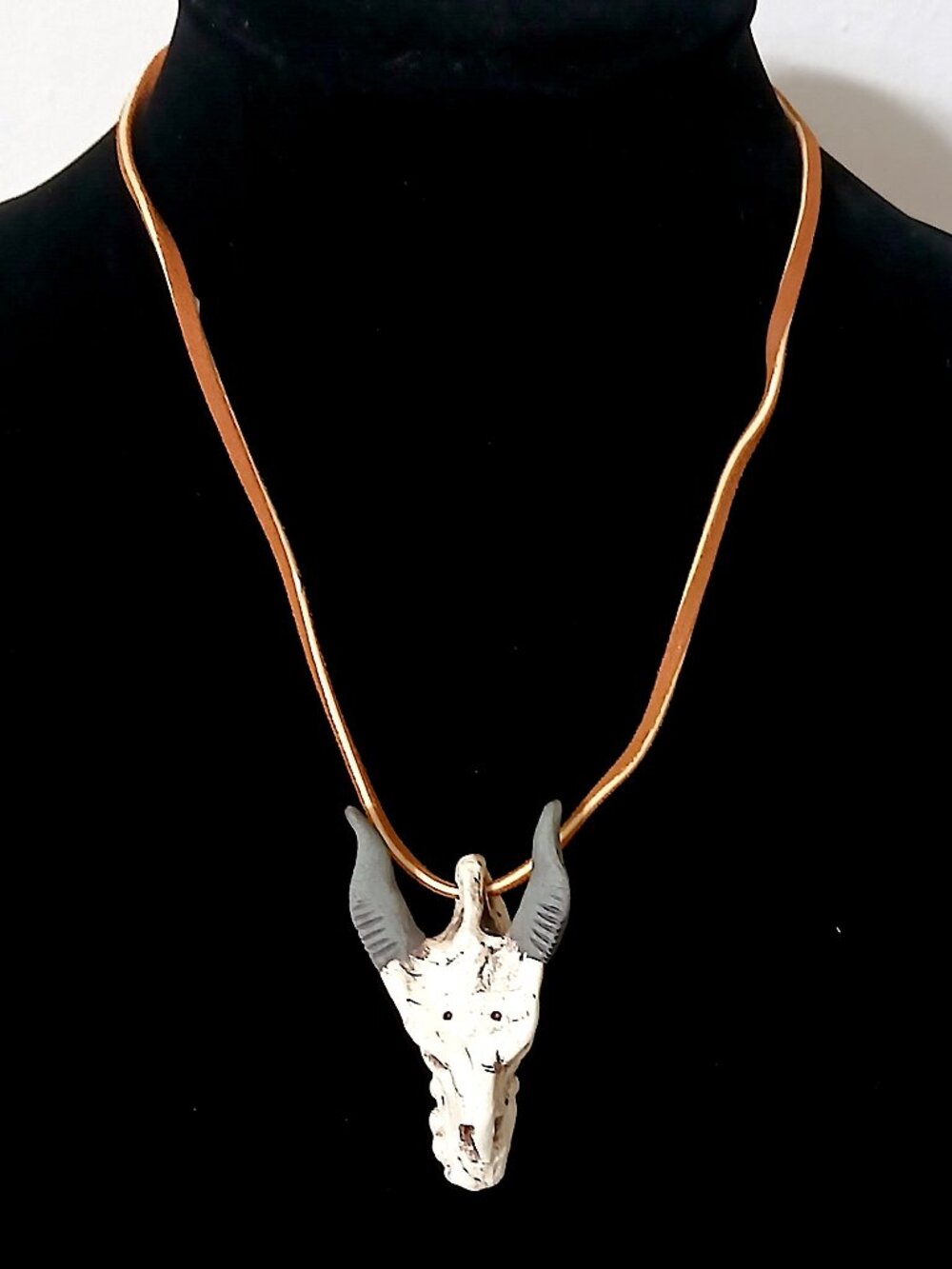Handmade Dragon Skull Pendant Necklace Ivory Tone Renaissance Festival